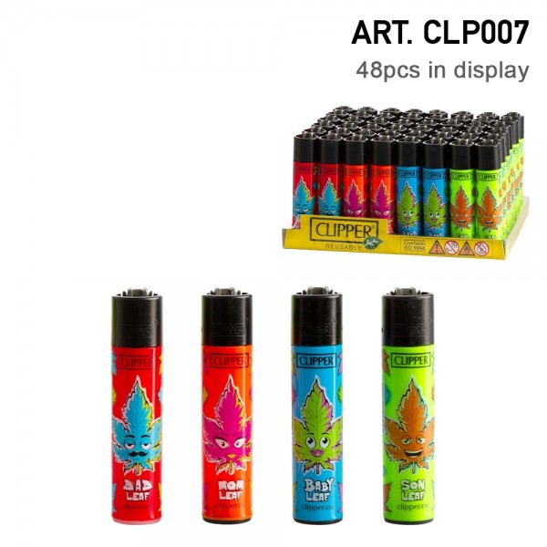 Clipper | Family Leaves refillable lighters with 4 different designs - 48pcs in display