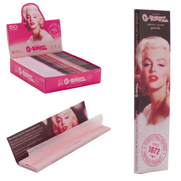 G-Rollz | &#039;Fabulous Face&#039; Pink - 50 KS Slim Papers (25 Booklets Display)