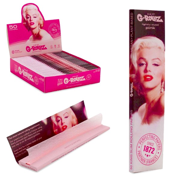 G-Rollz | &#039;Fabulous Face&#039; Pink - 50 KS Slim Papers (25 Booklets Display)