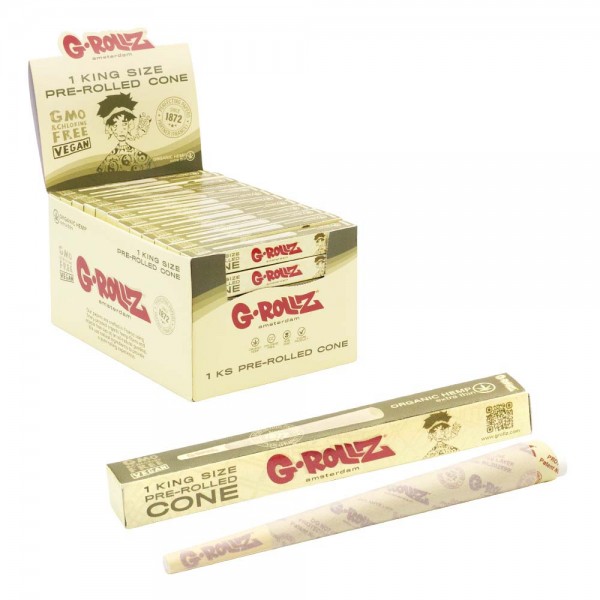 G-ROLLZ | KS Organic Hemp Extra Thin Pre-Rolled Single Cones 72pcs in Display