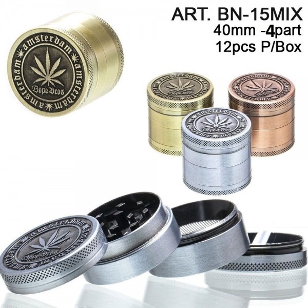 Amsterdam Grinder- 4part- Ø:40mm- 12pcs/box-mixed colors