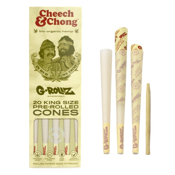 G-ROLLZ | Cheech & Chong(TM) - Organic Hemp Extra Thin - 20 KS Cones