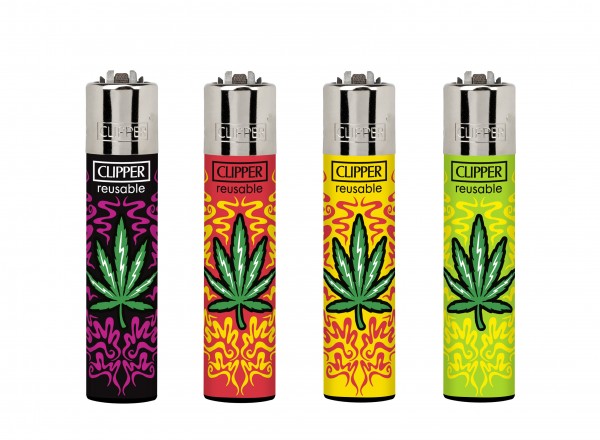 Clipper | Renzo Leaves 3 refillable lighters with mixed designs - 48pcs in display