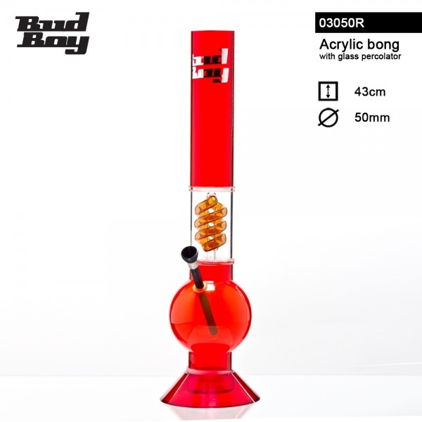 Bud Boy | Bouncer Bong- Red- H:43cm- Ø:50mm- WT:3mm (circa)- Spiral Percolator