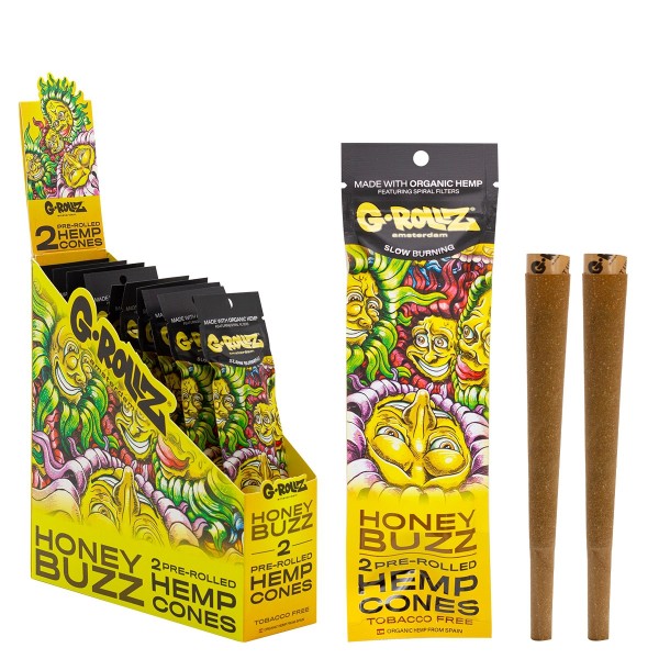 G-Rollz | 2x Honey Flavored Pre-Rolled Hemp Cones (12 Pack Display, 24 Blunts)